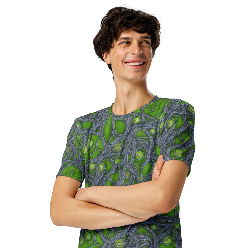 Neon Mycelium on Men's Crew Neck T-Shirt — Left Front
