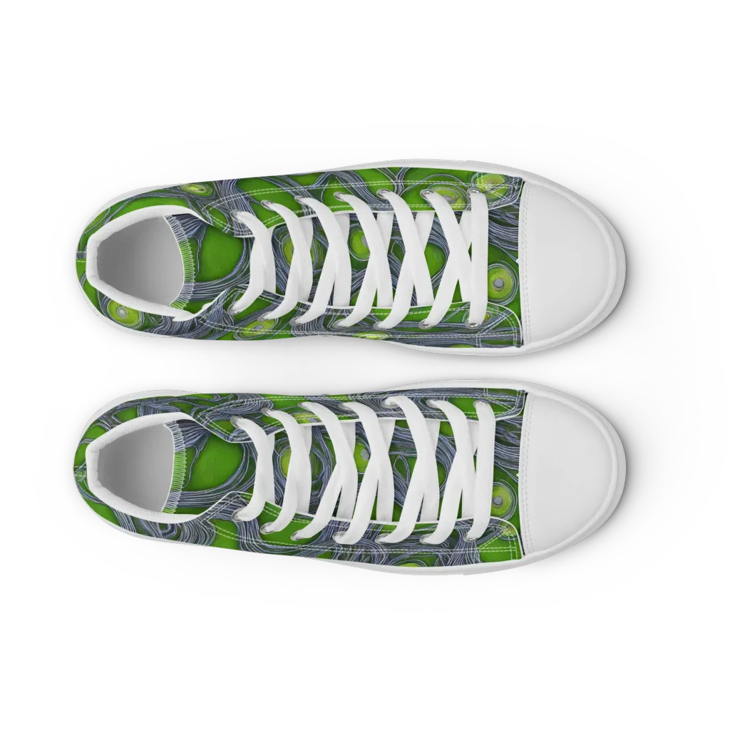 Neon Mycelium on Men's High Top Canvas Shoes — Front