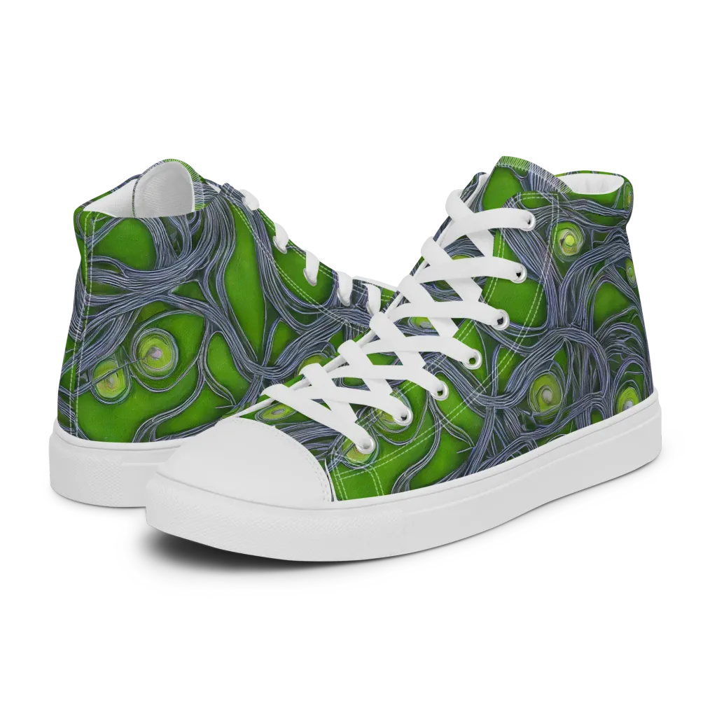 Neon Mycelium on Men's High Top Canvas Shoes — Left