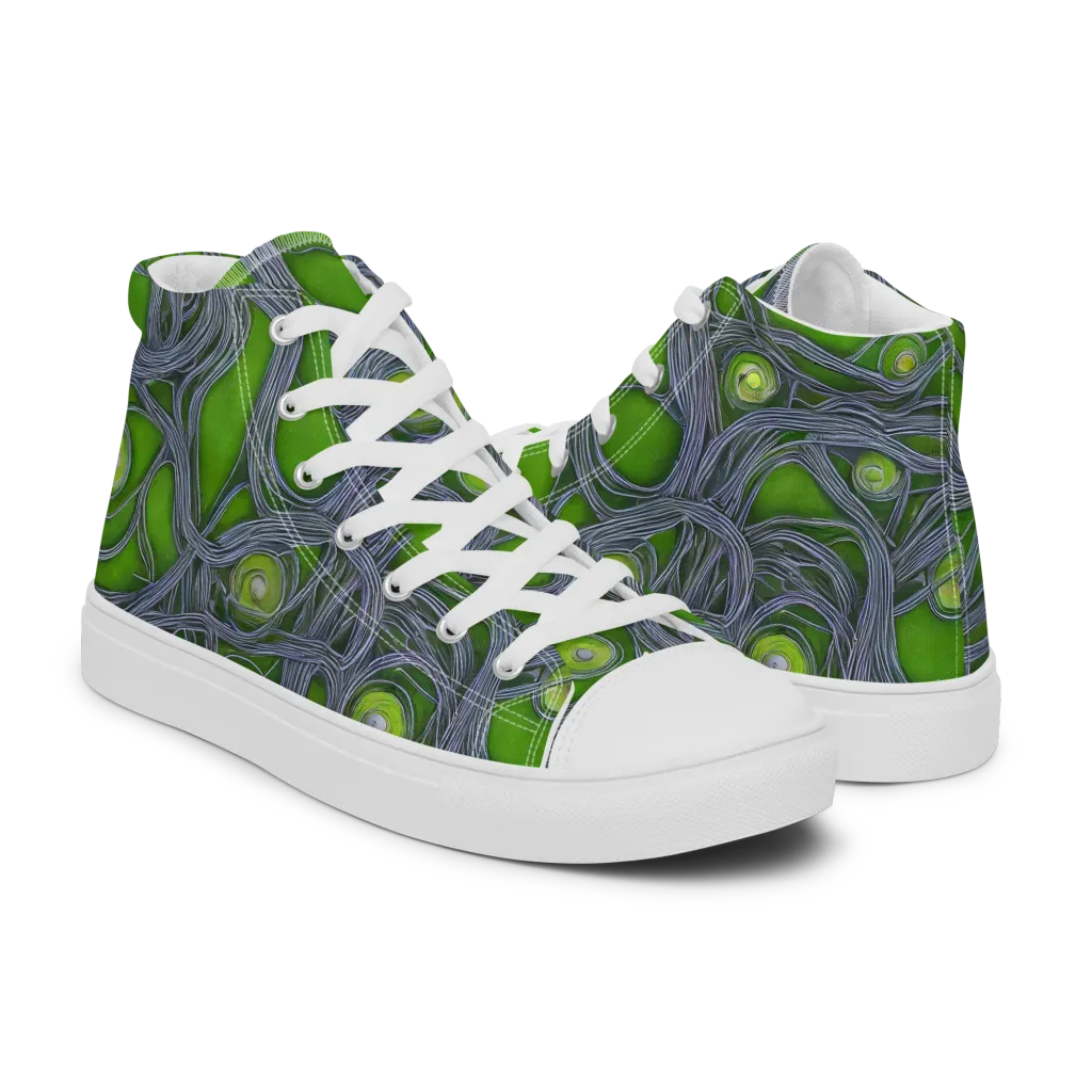Neon Mycelium on Men's High Top Canvas Shoes — Right