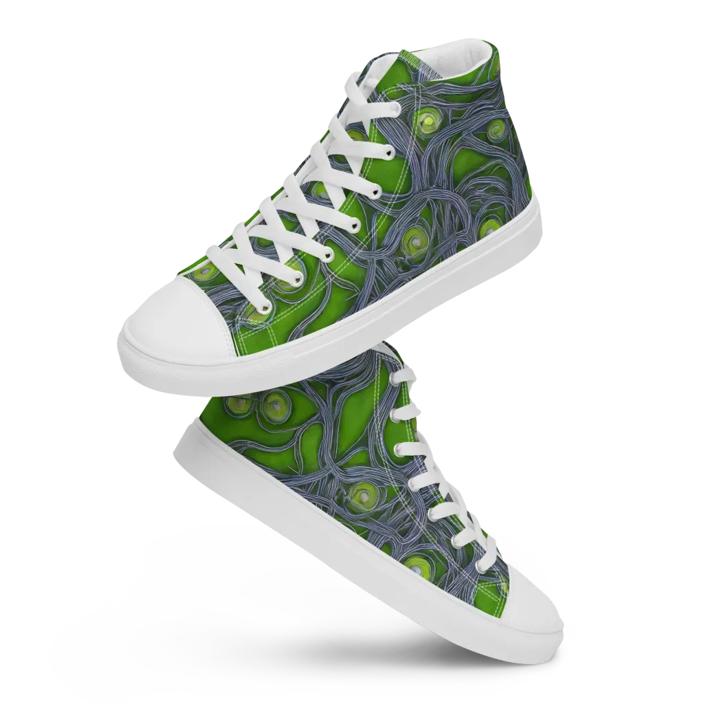 Neon Mycelium on Men's High Top Canvas Shoes — Front