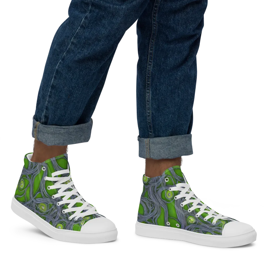 Neon Mycelium on Men's High Top Canvas Shoes — Right