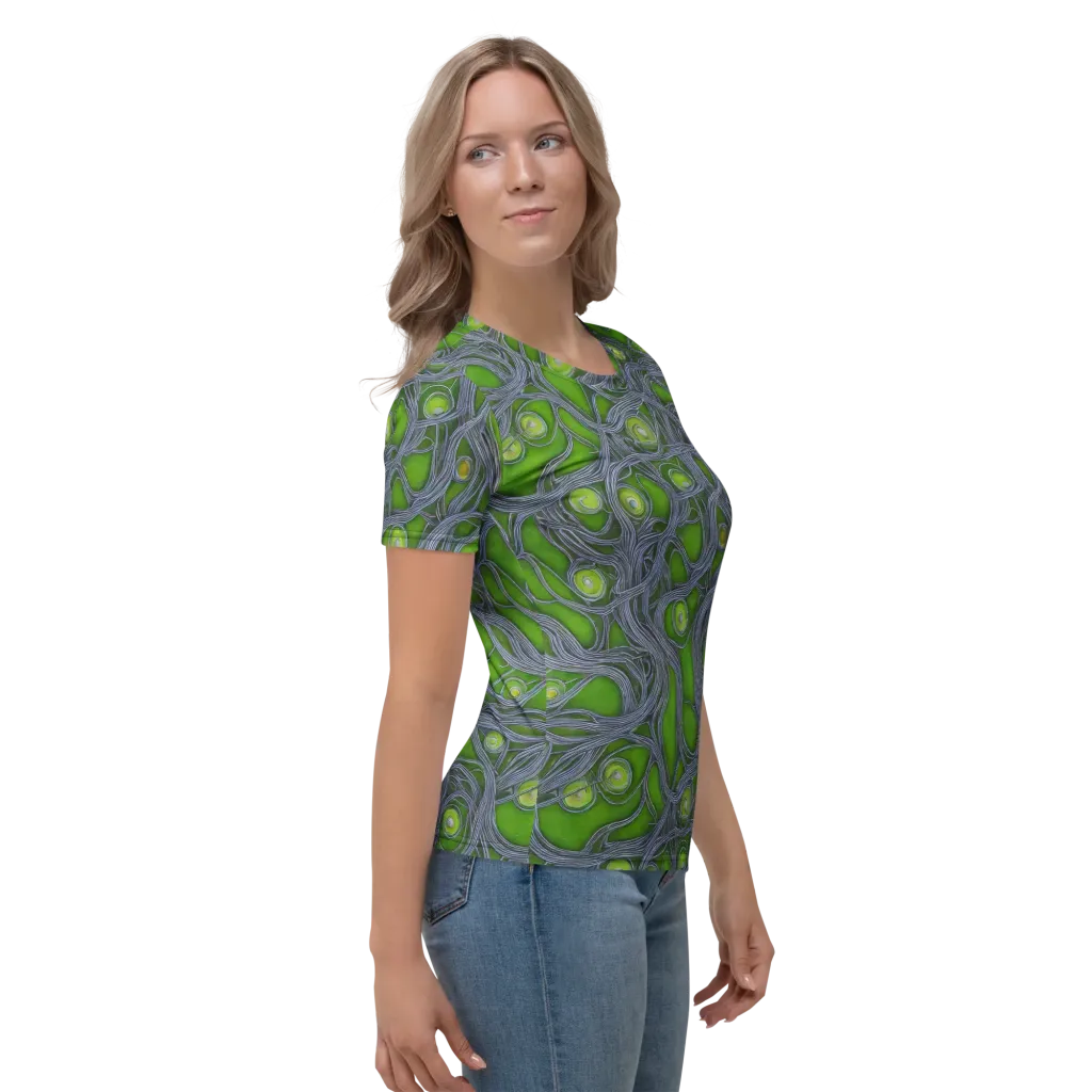 Neon Mycelium on Women's Crew Neck T-Shirt — Right