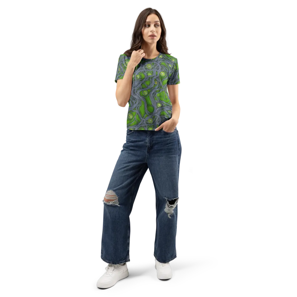 Neon Mycelium on Women's Crew Neck T-Shirt — Front