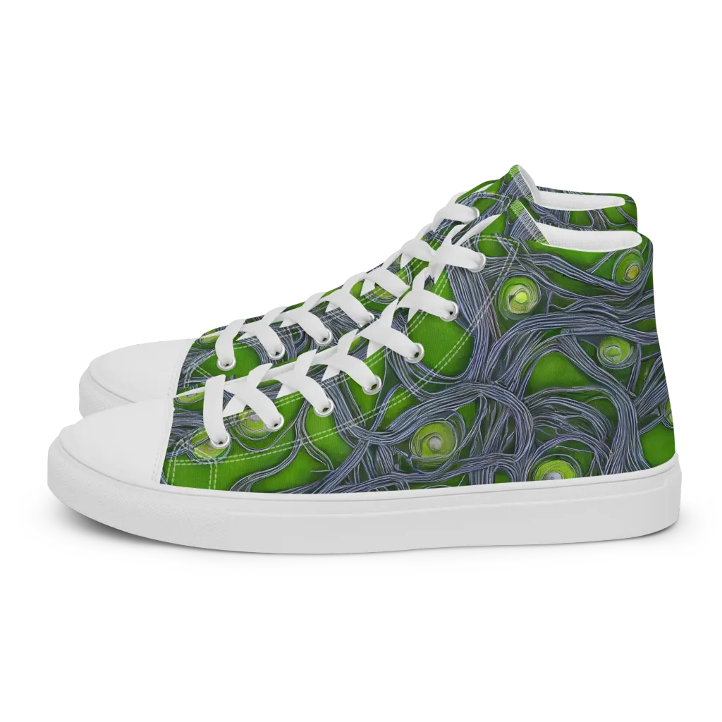 Neon Mycelium on Women's High Top Canvas Shoes — Left
