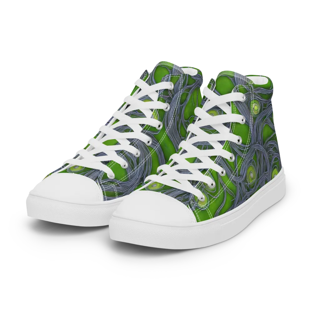Neon Mycelium on Women's High Top Canvas Shoes — Left Front