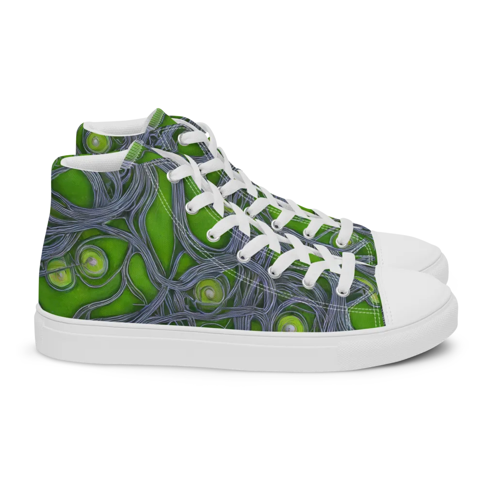 Neon Mycelium on Women's High Top Canvas Shoes — Right