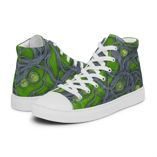 Neon Mycelium on a Women's High Top Canvas Shoes