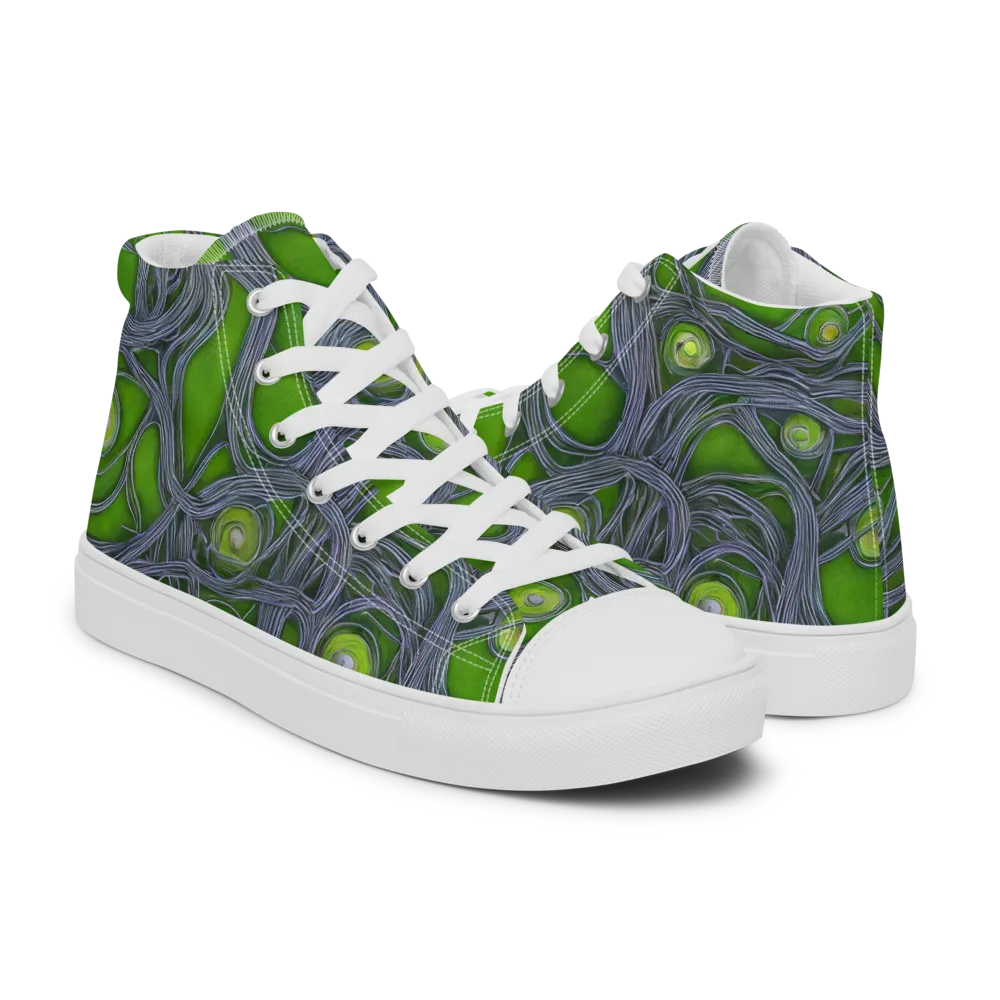 Neon Mycelium on Women's High Top Canvas Shoes — Right