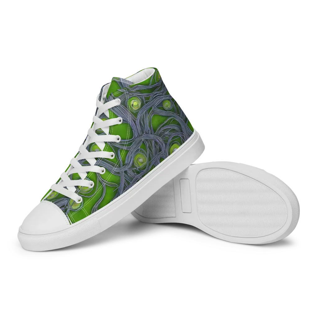 Neon Mycelium on Women's High Top Canvas Shoes — Left