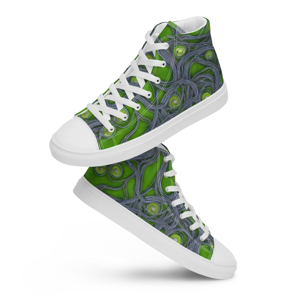 Neon Mycelium on Women's High Top Canvas Shoes — Front
