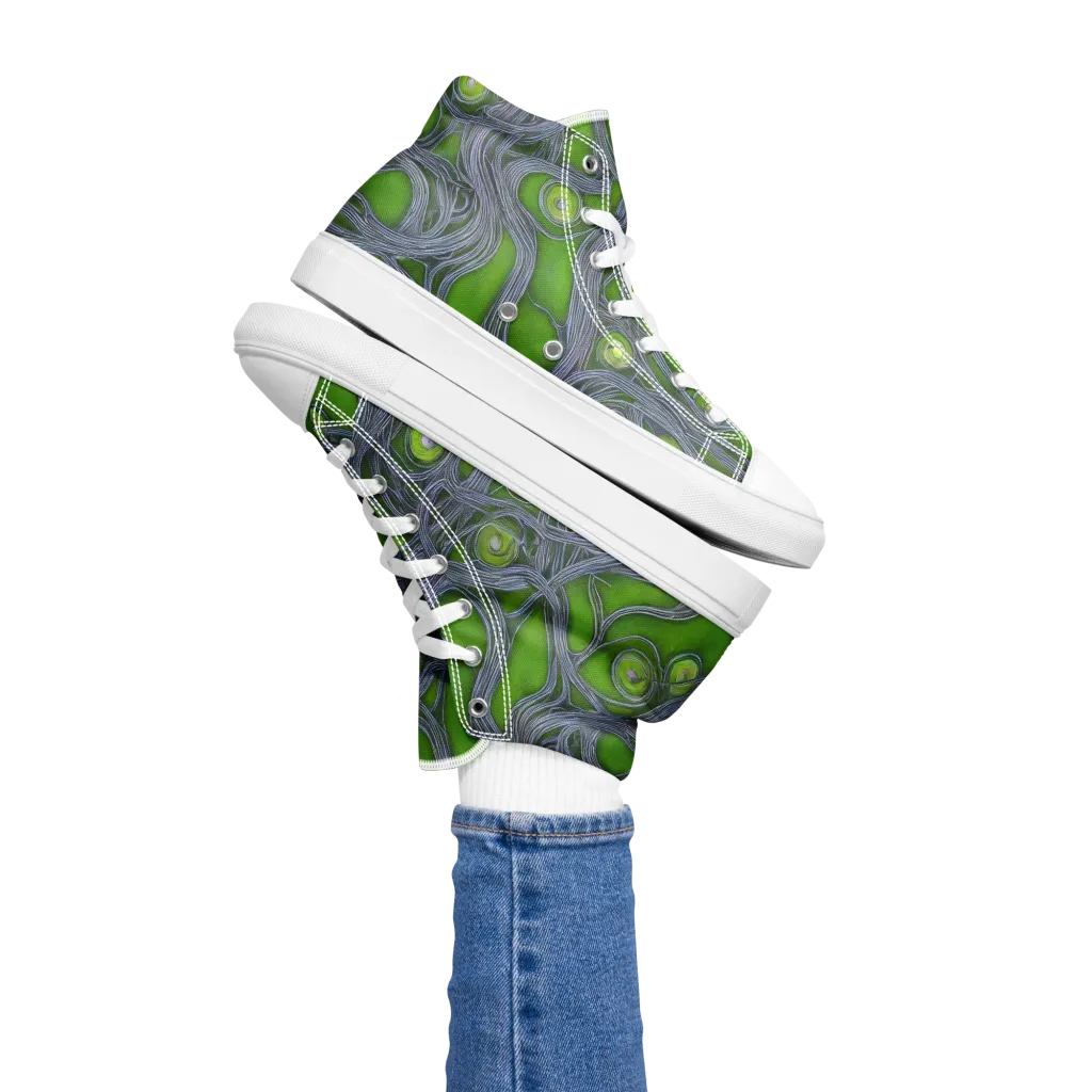 Neon Mycelium on Women's High Top Canvas Shoes — Left