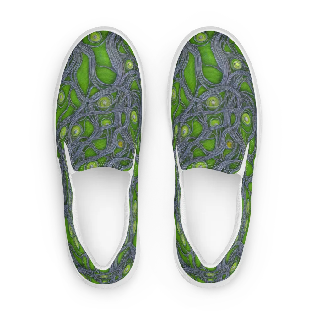 Neon Mycelium on Men's Slip-On Canvas Shoes — Front