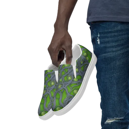 Neon Mycelium on a Men's Slip-On Canvas Shoes