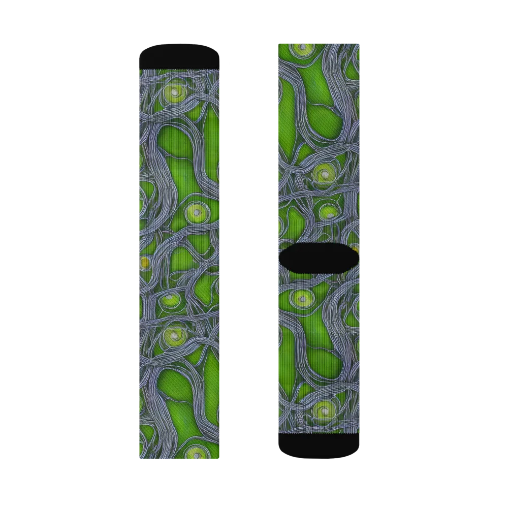 Neon Mycelium on Socks — Left Sock