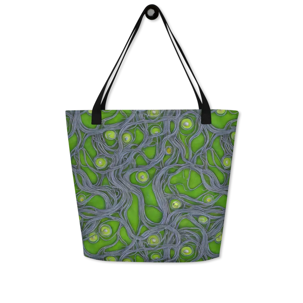 Neon Mycelium on Large Tote Bag W/ Pocket — Front