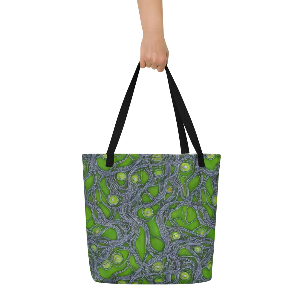 Neon Mycelium on Large Tote Bag W/ Pocket — Front