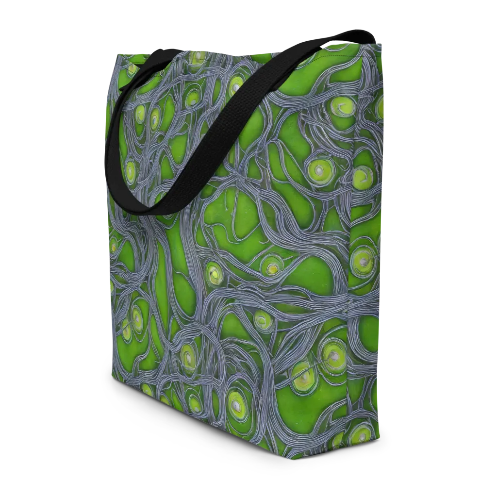 Neon Mycelium on Large Tote Bag W/ Pocket — Front