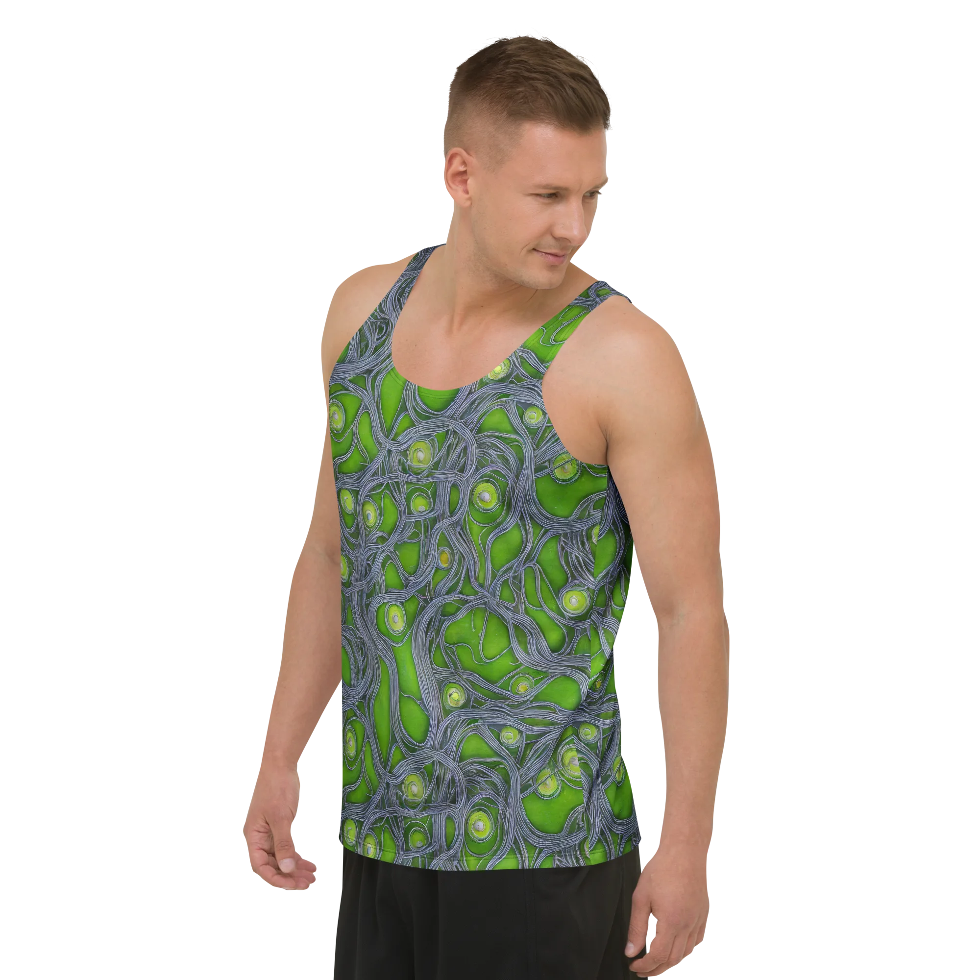 Neon Mycelium on Men's Tank Top — Left Front