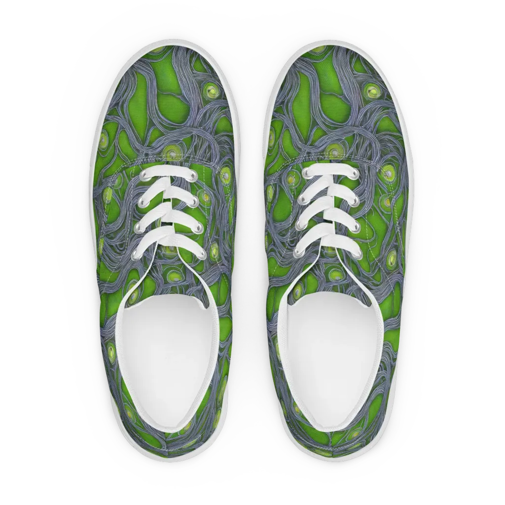 Neon Mycelium on Men's Lace-Up Canvas Shoes — Front