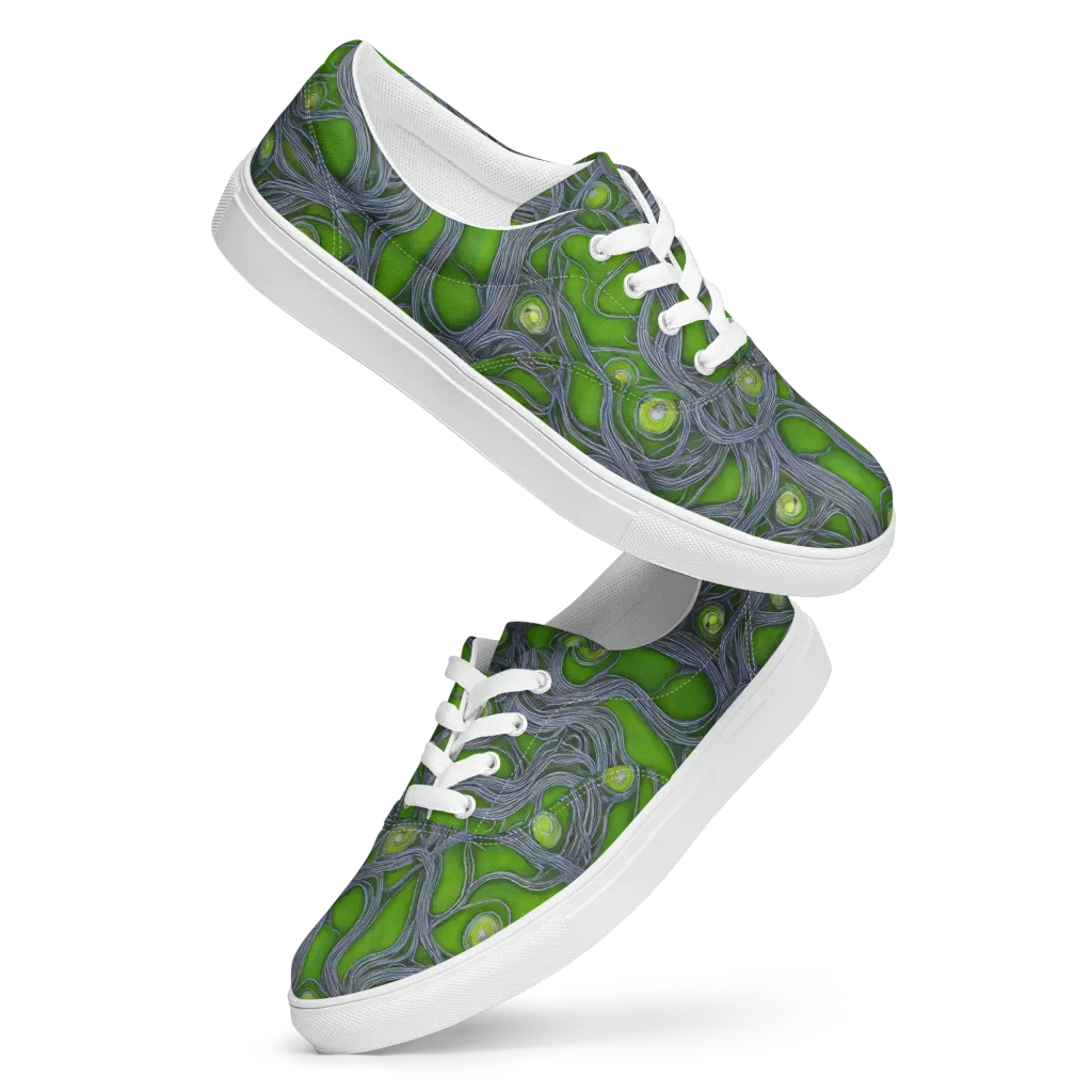 Neon Mycelium on Men's Lace-Up Canvas Shoes — Front