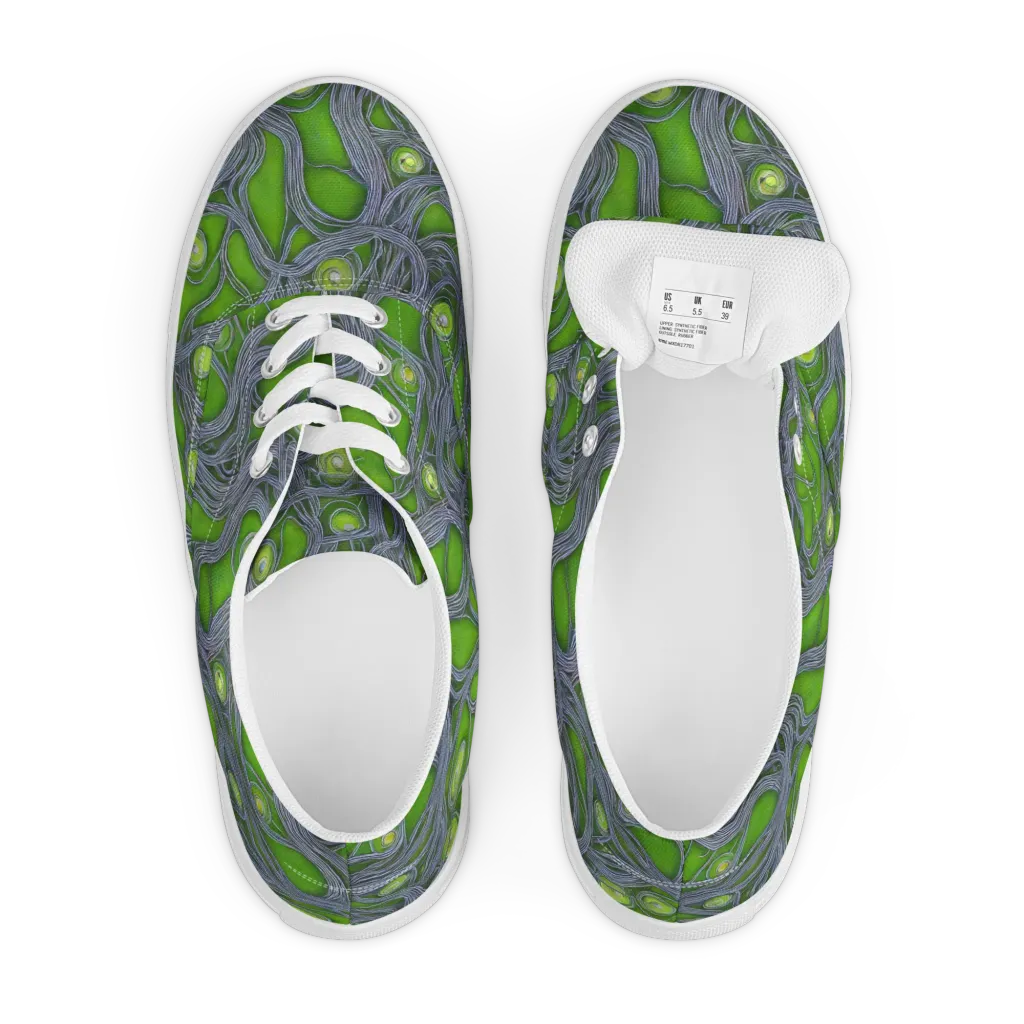 Neon Mycelium on Men's Lace-Up Canvas Shoes — Front