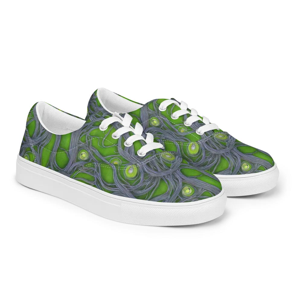 Neon Mycelium on Men's Lace-Up Canvas Shoes — Right Front
