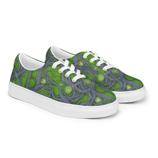 Neon Mycelium on a Men's Lace-Up Canvas Shoes