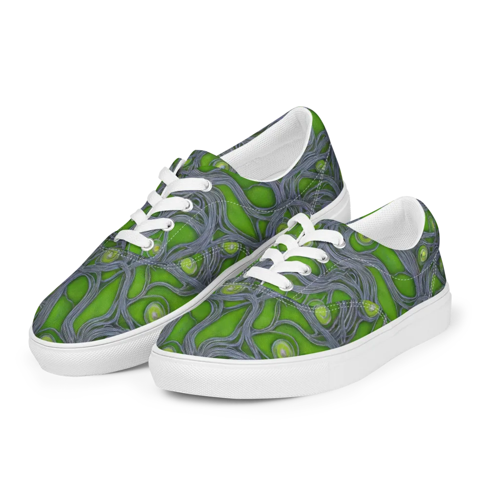 Neon Mycelium on Men's Lace-Up Canvas Shoes — Left Front