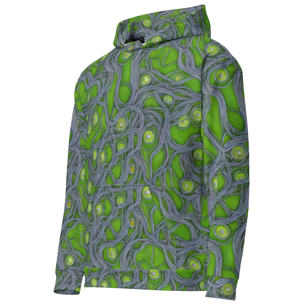 Neon Mycelium on Cotton Hoodie — Left Front