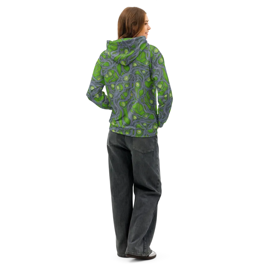 Neon Mycelium on Cotton Hoodie — Back