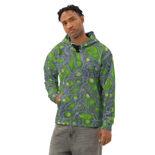 Neon Mycelium on a Cotton Hoodie