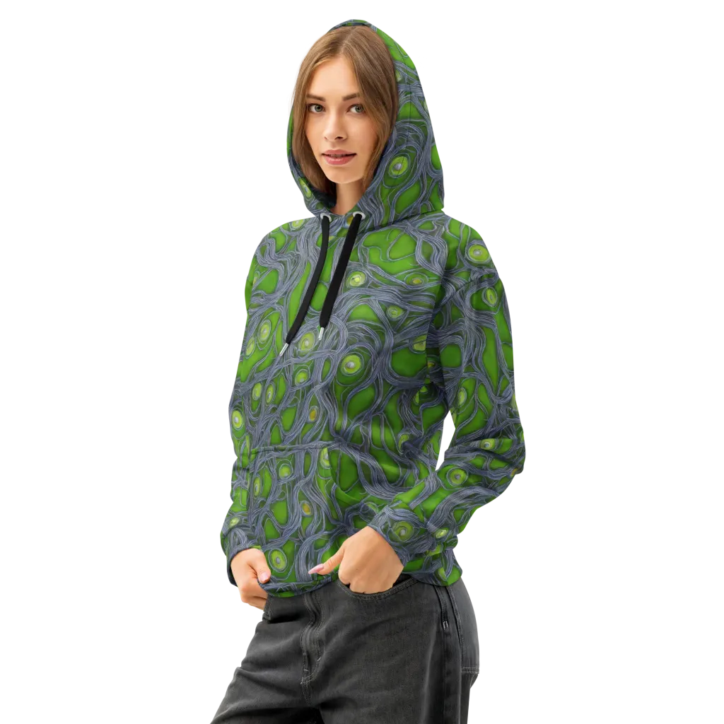 Neon Mycelium on Cotton Hoodie — Left Front
