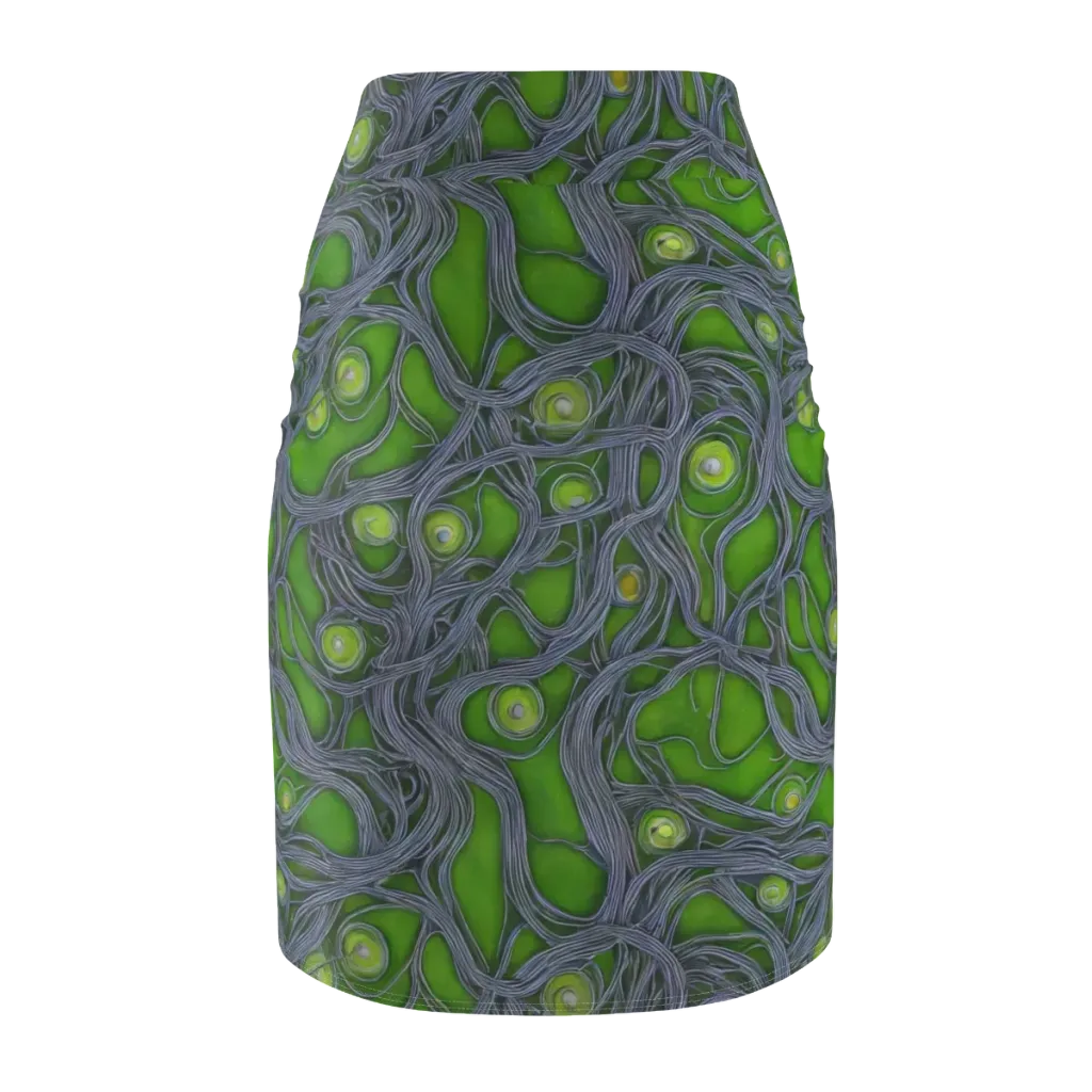 Neon Mycelium on Pencil Skirt — Back