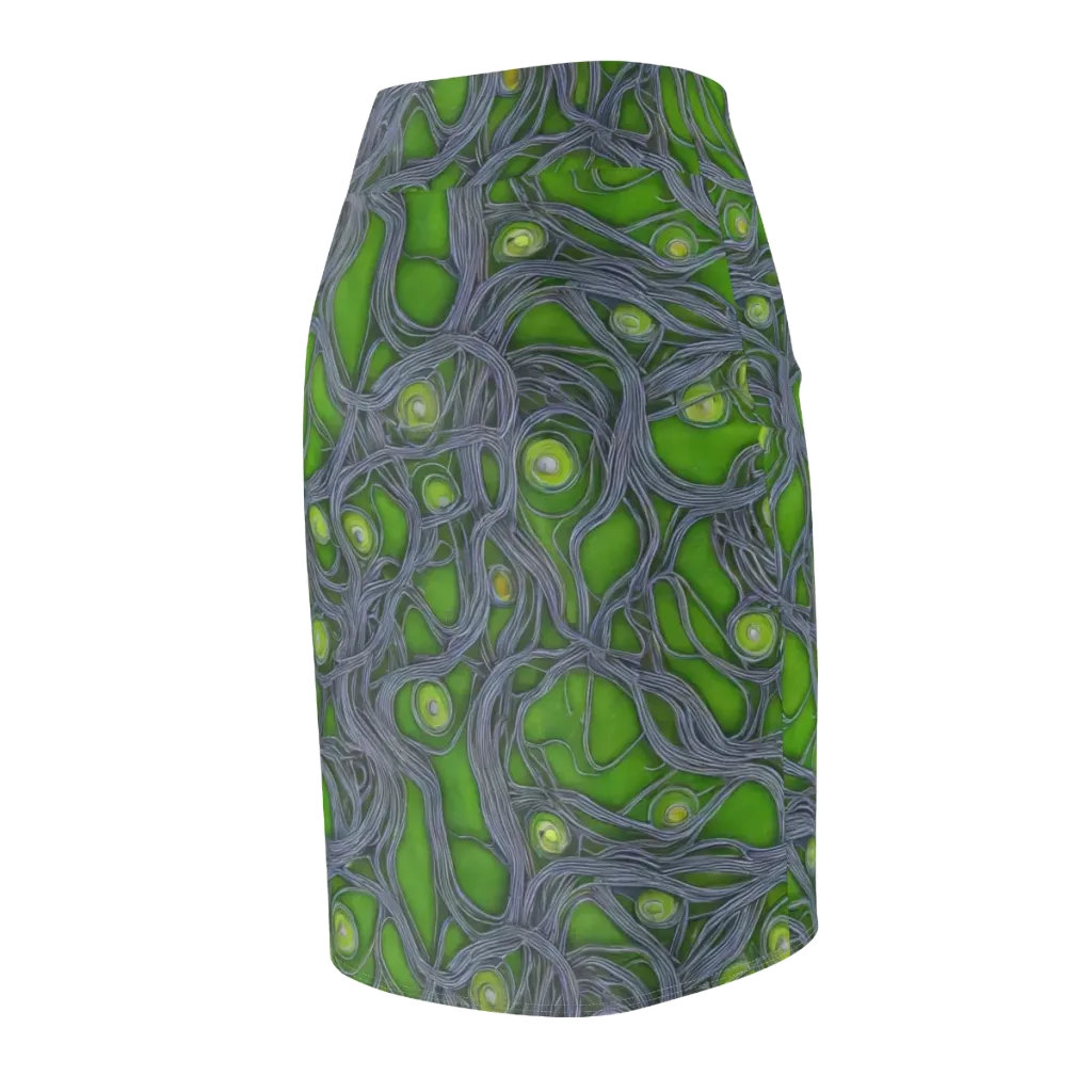 Neon Mycelium on Pencil Skirt — Back Side
