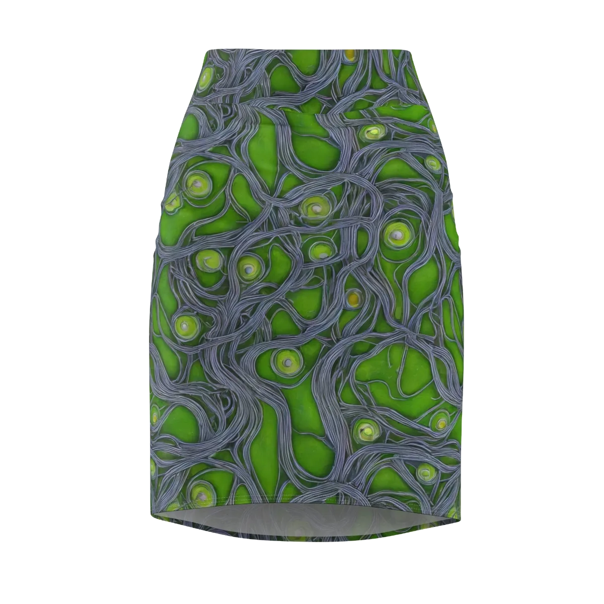 Neon Mycelium on Pencil Skirt — Front