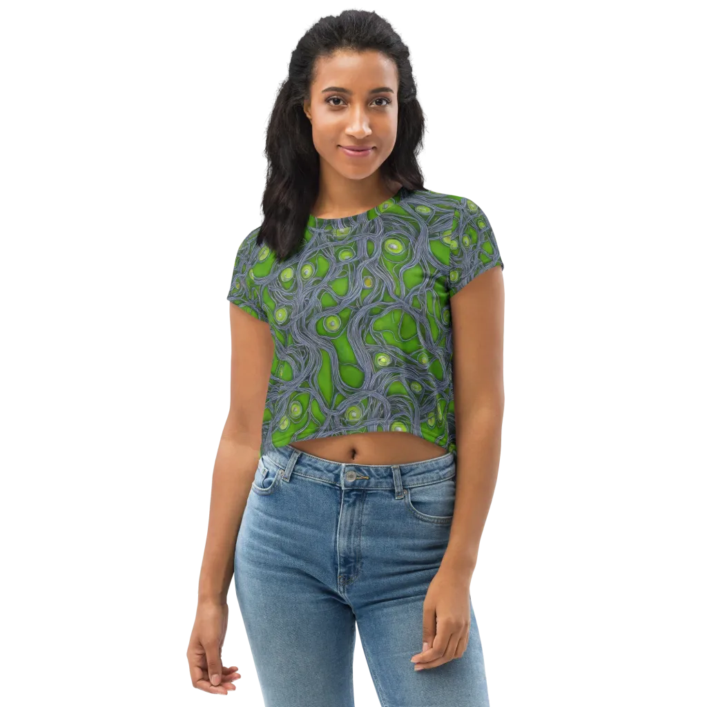 Neon Mycelium on Crop Tee — Front