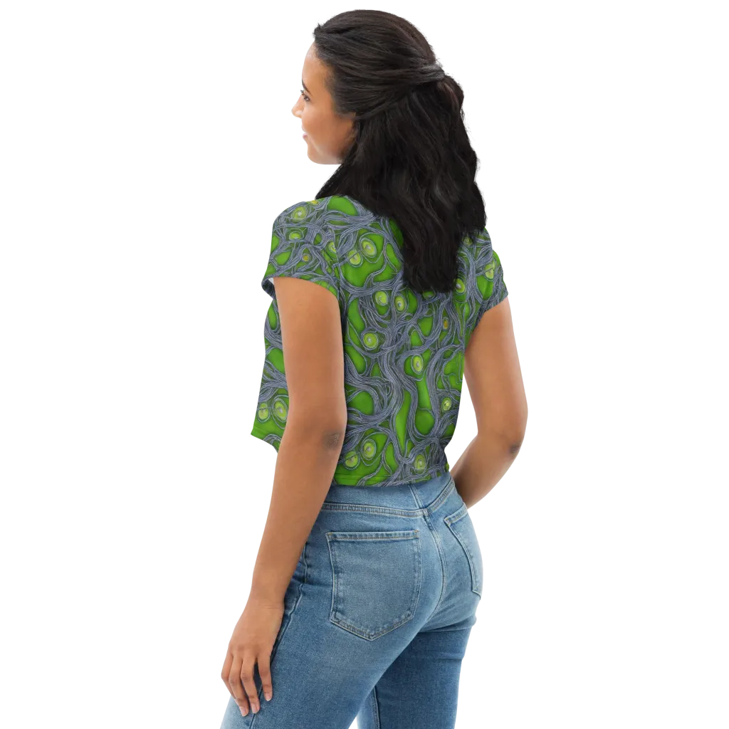 Neon Mycelium on Crop Tee — Left Back