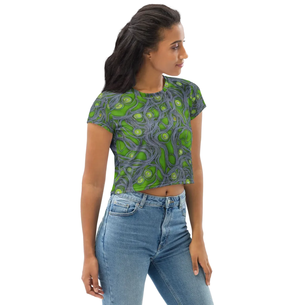 Neon Mycelium on Crop Tee — Right Front