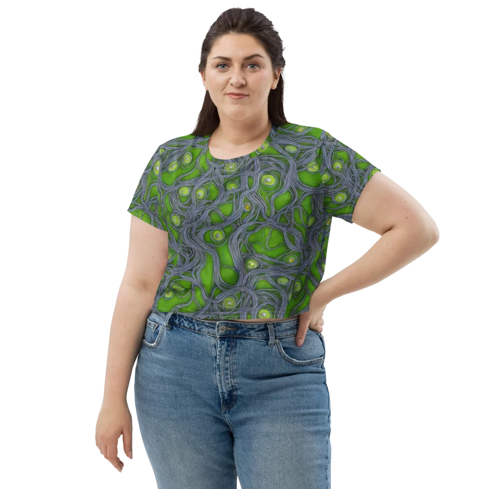 Neon Mycelium on Crop Tee — Front