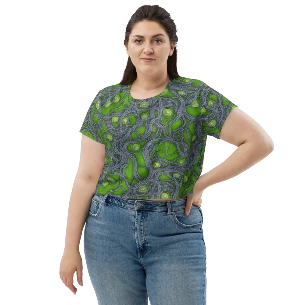 Neon Mycelium on Crop Tee — Front