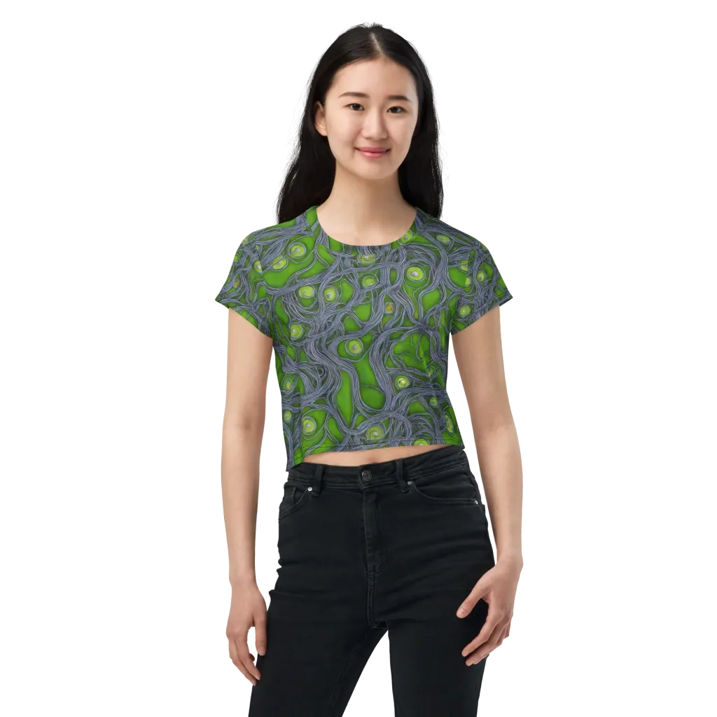 Neon Mycelium on Crop Tee — Front