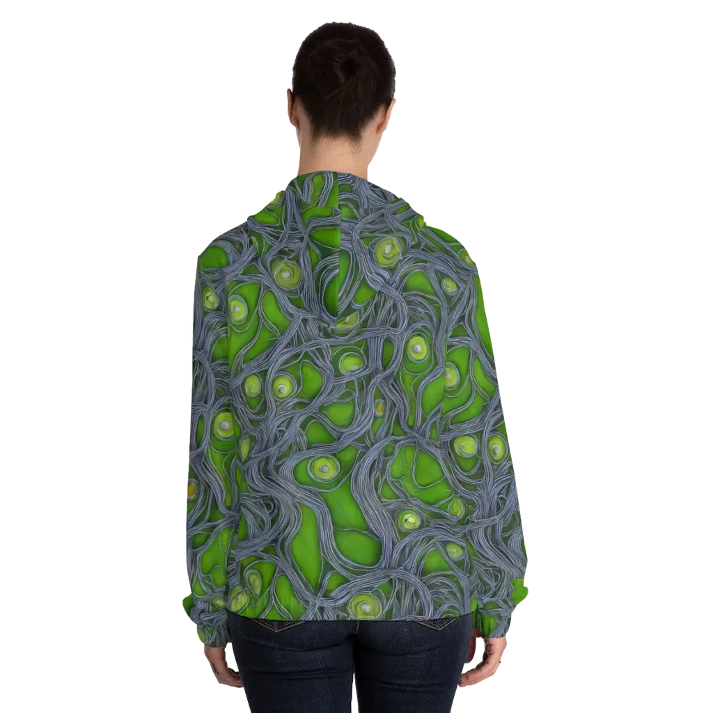 Neon Mycelium on Women's Full-Zip Hoodie — Back On Person