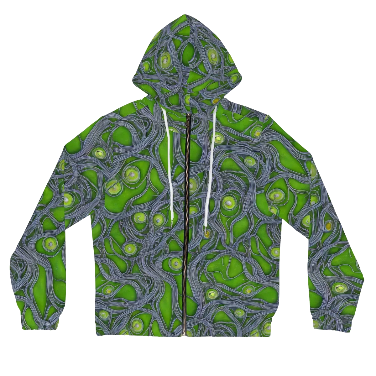 Neon Mycelium on Women's Full-Zip Hoodie — Front