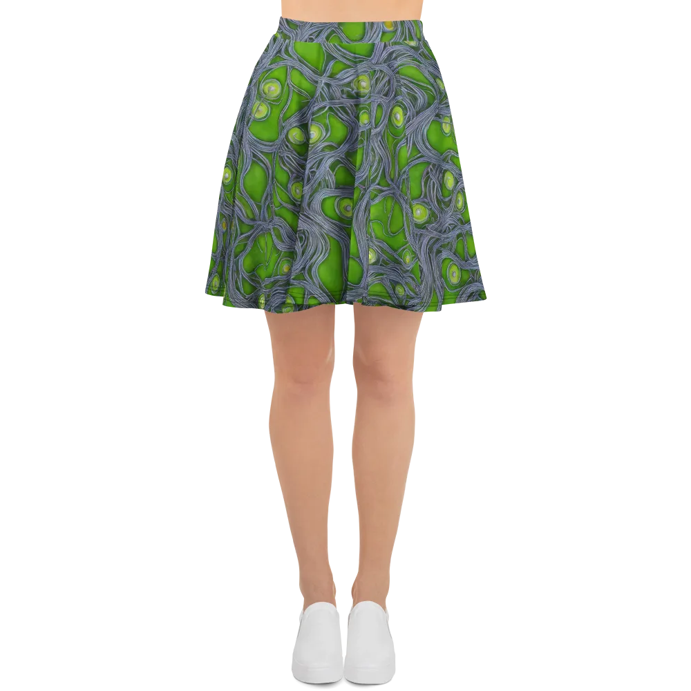 Neon Mycelium on Skater Skirt — Front