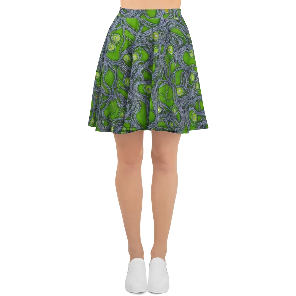 Neon Mycelium on Skater Skirt — Front