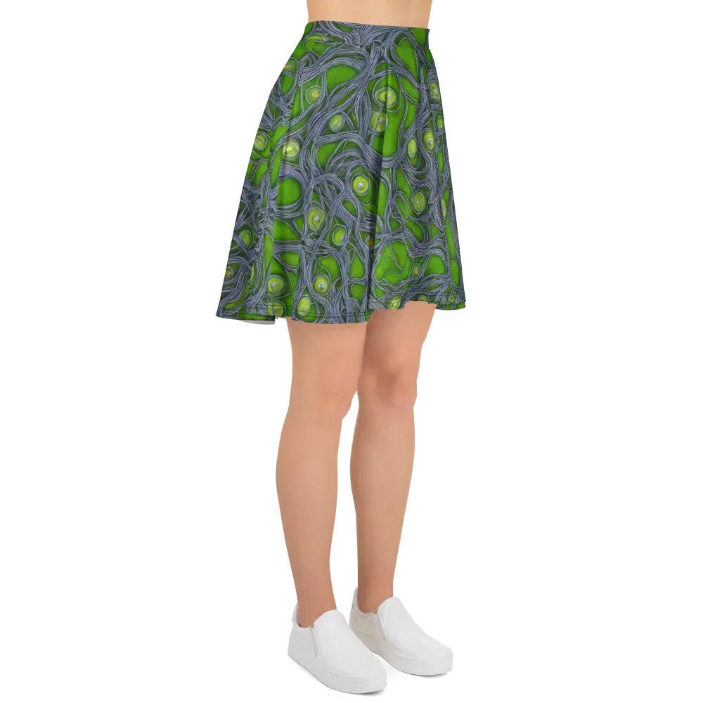 Neon Mycelium on Skater Skirt — Right