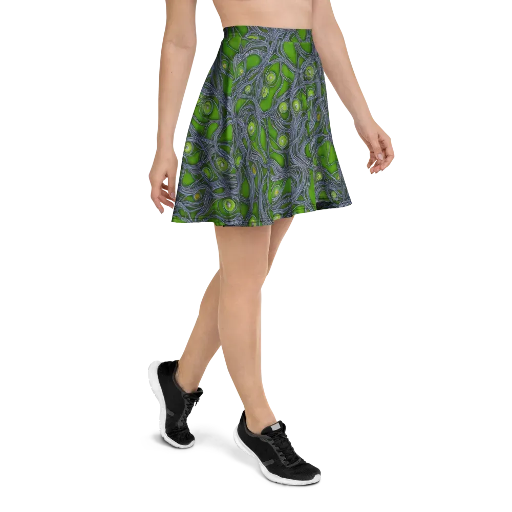 Neon Mycelium on Skater Skirt — Right