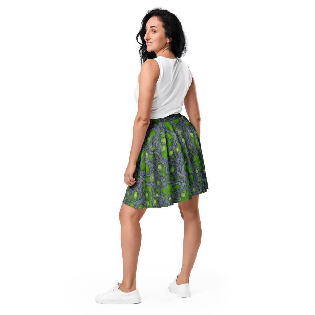 Neon Mycelium on Skater Skirt — Back
