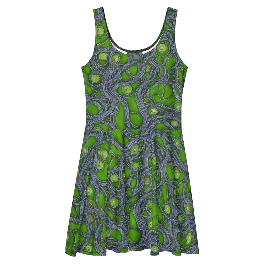 Neon Mycelium on Skater Dress — Front